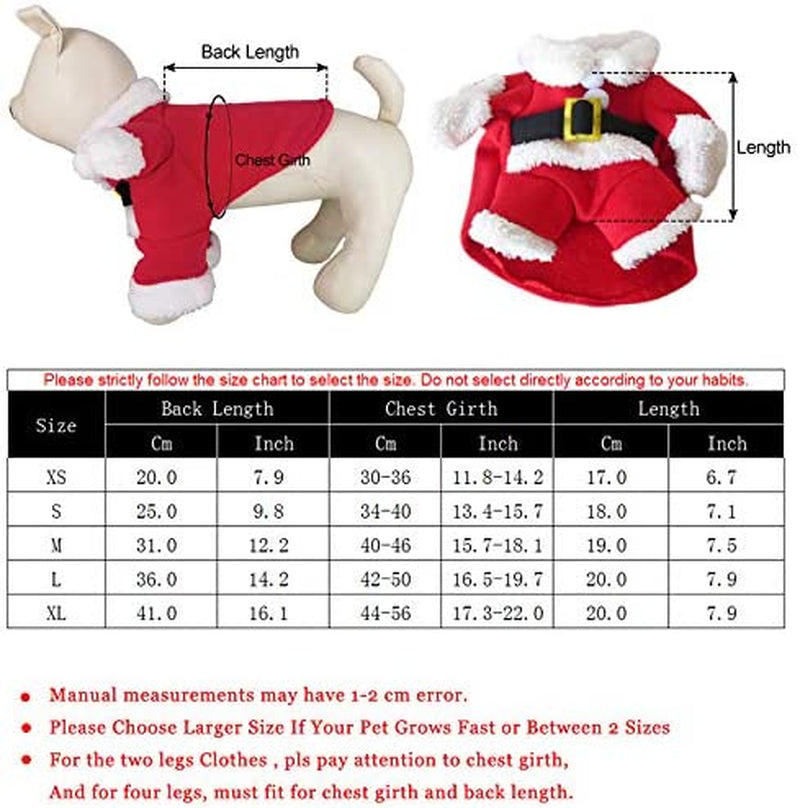 Pet Christmas Costumes, Dog Cat Christmas Costume, Funny Pet Cosplay Outfit with a Cap for Party Dress up Clothing Christmas (Red, Large)
