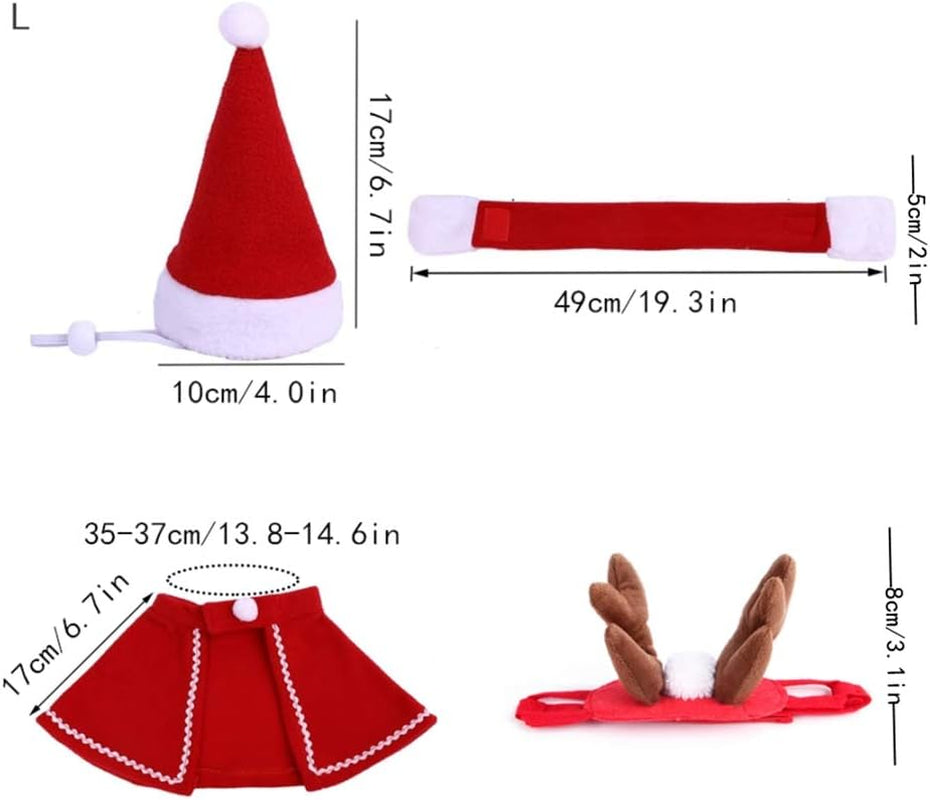 2 Pc Pet Christmas Costumes Set Includes Santa Hat Cloak and Xmas Reindeer Antlers Headband for Puppy Kitten Small Cats Dogs Pets