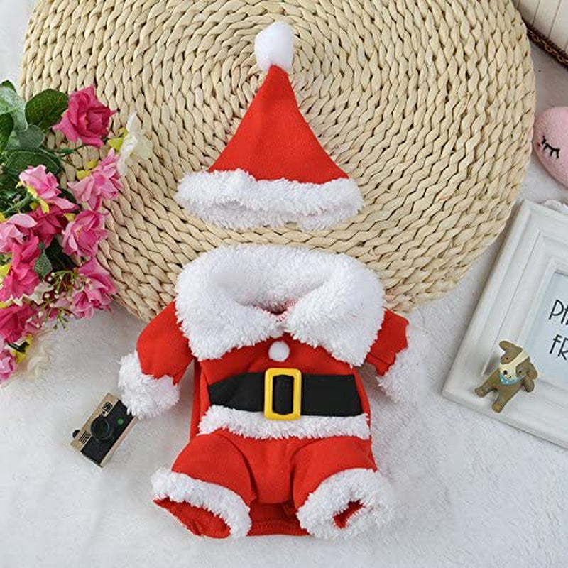 Pet Christmas Costumes, Dog Cat Christmas Costume, Funny Pet Cosplay Outfit with a Cap for Party Dress up Clothing Christmas (Red, Large)