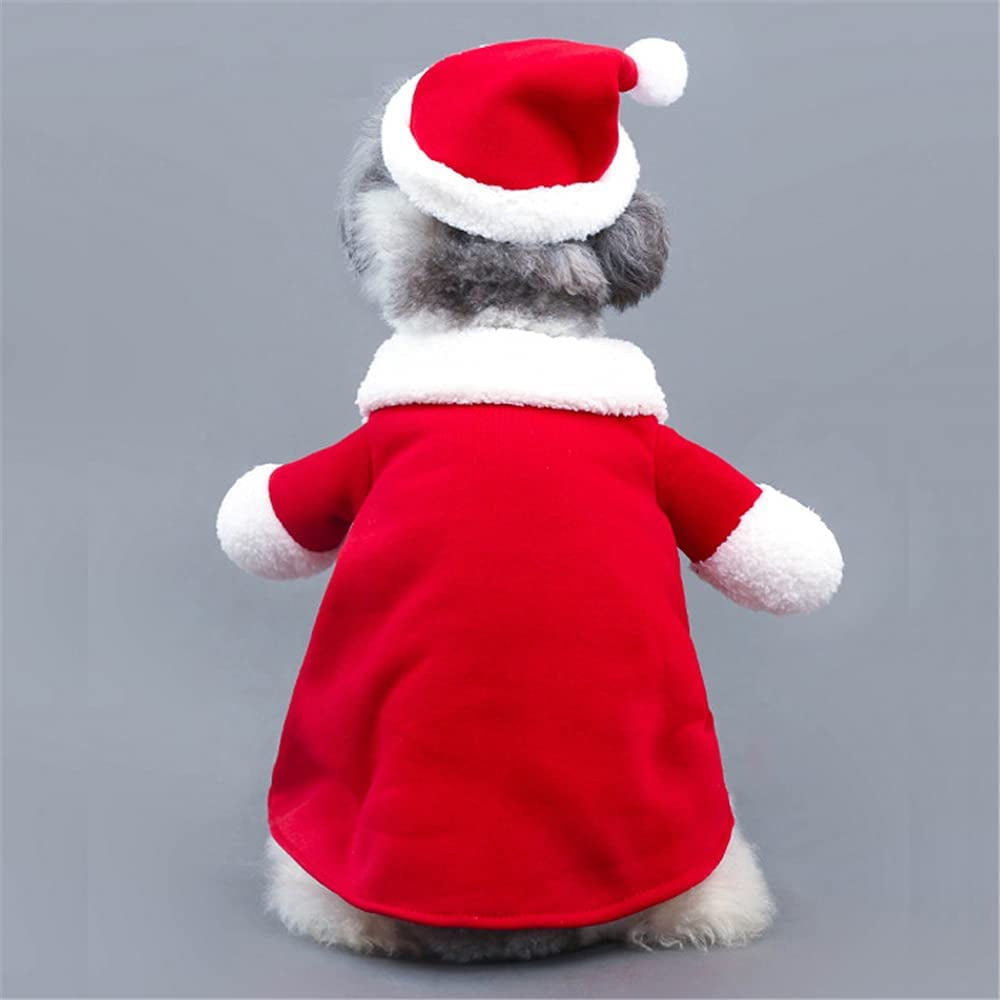 Pet Christmas Costumes, Dog Cat Christmas Costume, Funny Pet Cosplay Outfit with a Cap for Party Dress up Clothing Christmas (Red, Large)